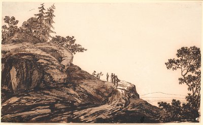 Berglandschaft mit Leuten und Eseln auf einem Weg von Jens Juel