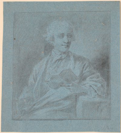 Studie zu einem Porträt eines sitzenden jungen Mannes mit einem Stück Papier in der Hand. Halbfigur en face von Jens Juel