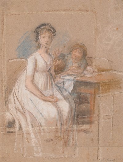 Entwurf für eine Porträtgruppe. Regine Sophie Tutein, geb. Wraatz mit ihrem Sohn Peter von Jens Juel
