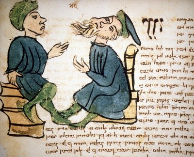 Judentum: Darstellung des Lernens eines Rabbiners. Manuskript aus dem 15. Jahrhundert. Biblioteca Palatina, Parma von Jewish School