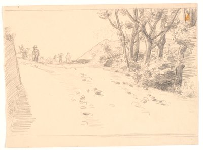 Italienische Landschaft mit einer Straße, rechts Bäume von Joakim Frederik Skovgaard