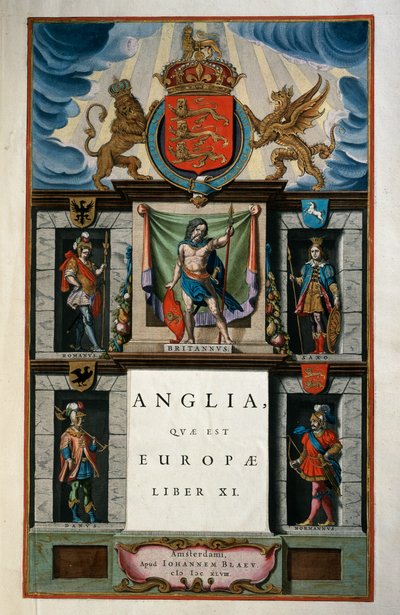 East Anglia quae Europae (England), Buch XI, Titelseite Band V, Atlas Maior, von Joan Blaeu (1596-1673), Kupferstich, 57,5x39 cm, Amsterdam von Joan Blaeu
