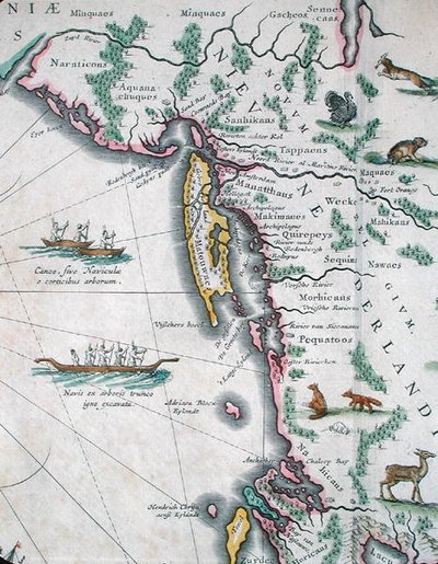 Karte, die die Ostküste Nordamerikas darstellt von Joan Blaeu
