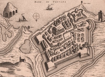 Karte von Nettuno, Latium, Italien, Kupferstich, ca. 248x198 cm von Joan Blaeu