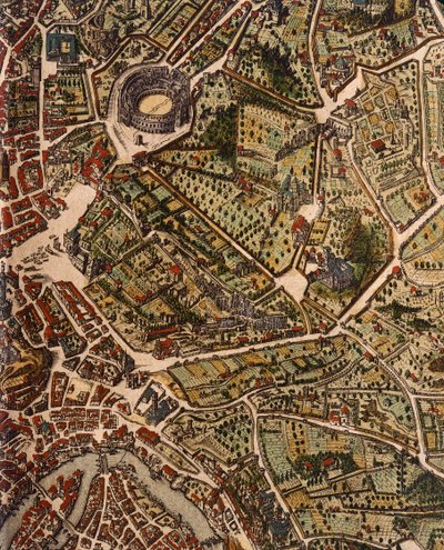 Karte von Rom, von Joan Blaeu (1596-1673), Druck aus Theatrum Civitatum et Admirandorum Italiae, ad Aevi Veteris et Praesentis Temporis Faciem Expressum, Italien von Joan Blaeu