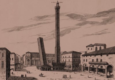 Die zwei Türme (Asinelli und Garisenda), Bologna von Joan Blaeu