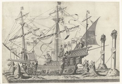 Das Schiff Victoria, Nr. 5 (Beerdigungszug von Kaiser Karl V, 1558) von Joannes van Doetechum (I)