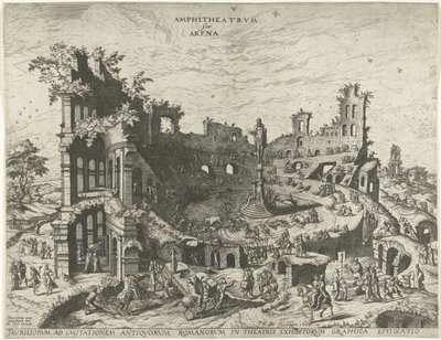 Stierkampf in den Ruinen eines Amphitheaters von Joannes van Doetechum (I)