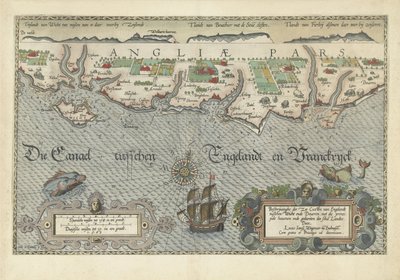 Karte der Südküste Englands zwischen der Isle of Wight und Dover von Joannes van Doetecum