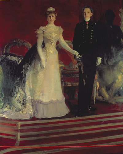 Porträt von König Alfons XIII. von Spanien und seiner Mutter, Königin Maria Christina von Joaquin Sorolla y Bastida