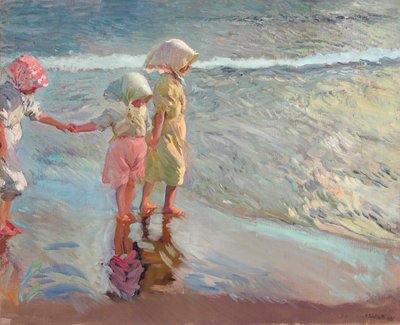 Die drei Schwestern am Strand, 1908 von Joaquín Sorolla