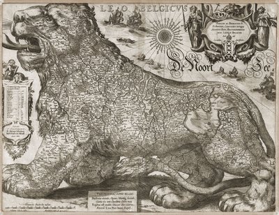 Leo Belgicus - Karte der Niederlande (1611) von Jodocus Hondius