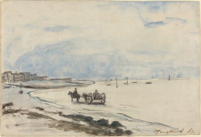 Karren am Strand von Etretat, 1862 von Johan Barthold Jongkind