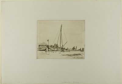 Das vertäute Boot, aus Cahier de six eaux-fortes, vues de Hollande von Johan Barthold Jongkind
