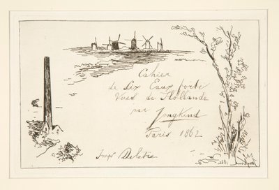 Titel des Notizbuchs mit sechs Radierungen von Johan Barthold Jongkind