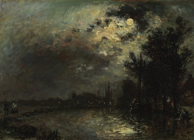 Blick auf Overschie im Mondlicht, 1872 von Johan Barthold Jongkind