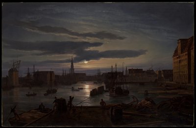 Der Hafen von Kopenhagen im Mondlicht von Johan Christian Dahl
