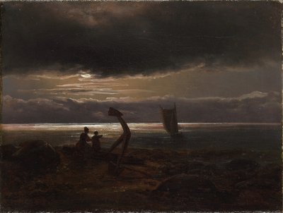 Mutter und Kind am Meer von Johan Christian Dahl