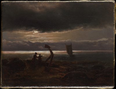Mutter und Kind am Meer von Johan Christian Dahl