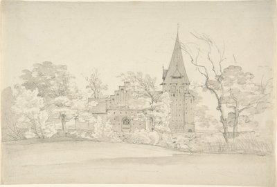 Die Kirche von Aller im Sønderjyllands Amt (Dänemark), von Norden gesehen von Johan Christian Dahl