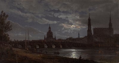 Blick auf Dresden im Mondlicht von Johan Christian Dahl