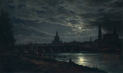 Ansicht von Dresden im Mondlicht von Johan Christian Dahl