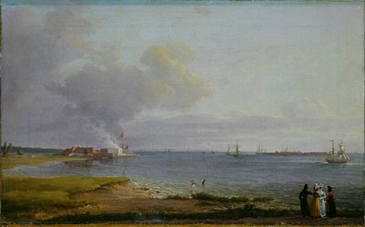 Blick über den Øresund bei den Kalkwerken von Johan Christian Dahl