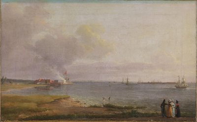Blick über den Øresund bei den Kalkwerken von Johan Christian Dahl