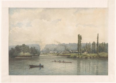 Ansicht von Port-Marly an der Seine, mit dem Waschhaus von Johan Conrad Greive (signed by artist)