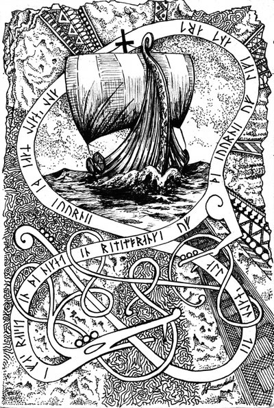 Nordisches Runenschiff von Johan Liewendahl