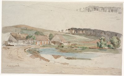 Der Dorfteich in Brofelde. F.o. eine wiederholte Studie des Profils des Hügels und des Waldes von Johan Thomas Lundbye