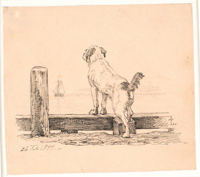 Der Hund am Strand. Illustration zu Kaalunds "Fabeln für Kinder". von Johan Thomas Lundbye