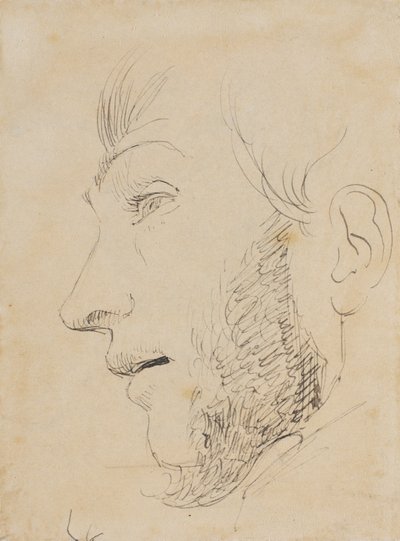 Männerporträt im Profil nach links, von unten gesehen von Johan Thomas Lundbye