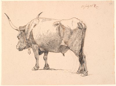 Römischer Stier mit Glocke um den Hals, schräg von hinten gesehen von Johan Thomas Lundbye