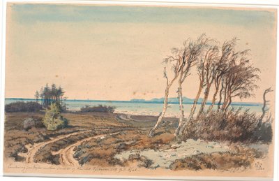 Blick auf Kullen von der Küste zwischen Odinshøj und Hornbæk von Johan Thomas Lundbye