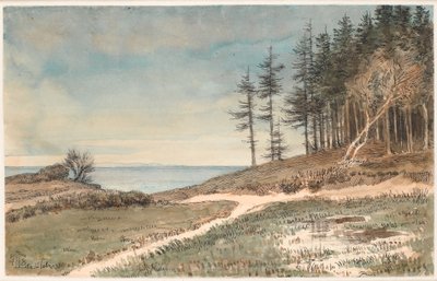 Blick auf Kullen vom Strand bei Hellebæk von Johan Thomas Lundbye