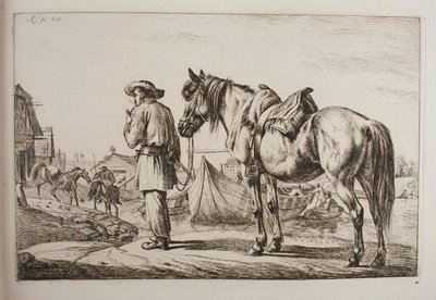 Ein Slowake mit seinem Pferd an einem Fluss von Johann Adam Klein