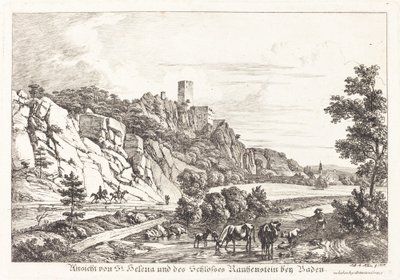 Ansicht von St. Helena und des Schlosses Rauhenstein bei Baden von Johann Adam Klein