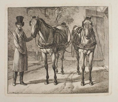 Kutschpferde mit Geschirr von Johann Adam Klein