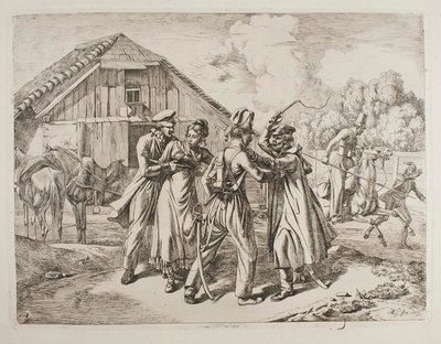 Kosaken dringen in einen Bauernhof ein von Johann Adam Klein
