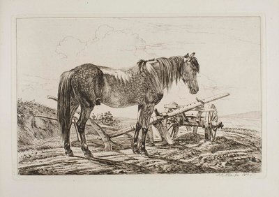 Pferd bei einem Pflug von Johann Adam Klein