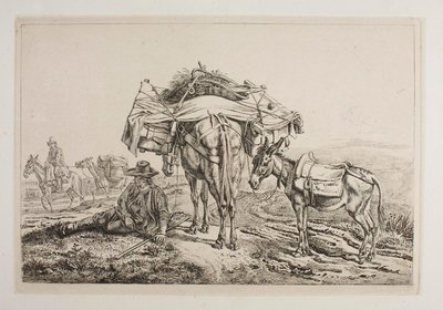 Beladener Maultier in der Campagne von Johann Adam Klein