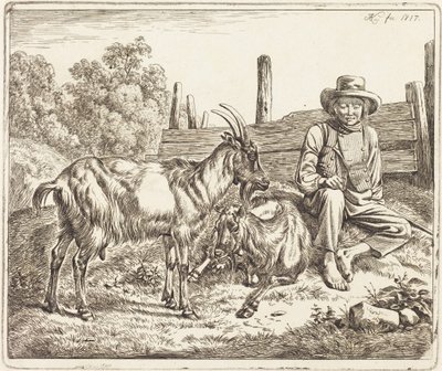 Hirtenjunge mit zwei Ziegen von Johann Adam Klein