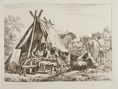 Soldaten in einem Militärlager von Johann Adam Klein