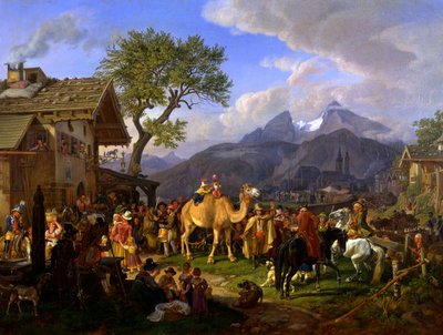 Tierbändiger vor dem Wirtshaus von Johann Adam Klein