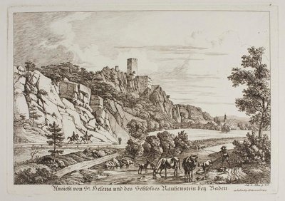 Ansicht von St. Helene und der Burg Rauhenstein bei Baden von Johann Adam Klein