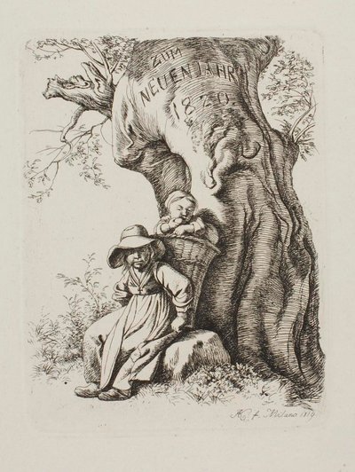 Zum neuen Jahr 1820. Bäuerin mit einem Kind von Johann Adam Klein