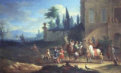 Falkenjagd (eines von einem Paar) von Johann Andreas Graff