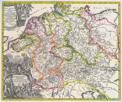 Hydrographische Karte von Deutschland, circa 1720 (Kupferstich) von Johann Baptista Homann