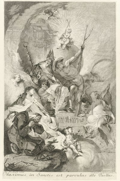 Das Christuskind als Salvator Mundi mit verschiedenen Heiligen und Papst Clemens XIII von Johann Beheim